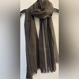 Eileen Fisher NWT Gray Embroidered Cotton Wrap/Scarf